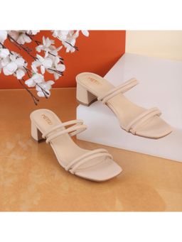 Metro - Women Beige Black Sandal Heels