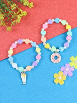 Asthetika Kids - Ice-Cream Donut Charms Set of 2 Beaded Bracelets
