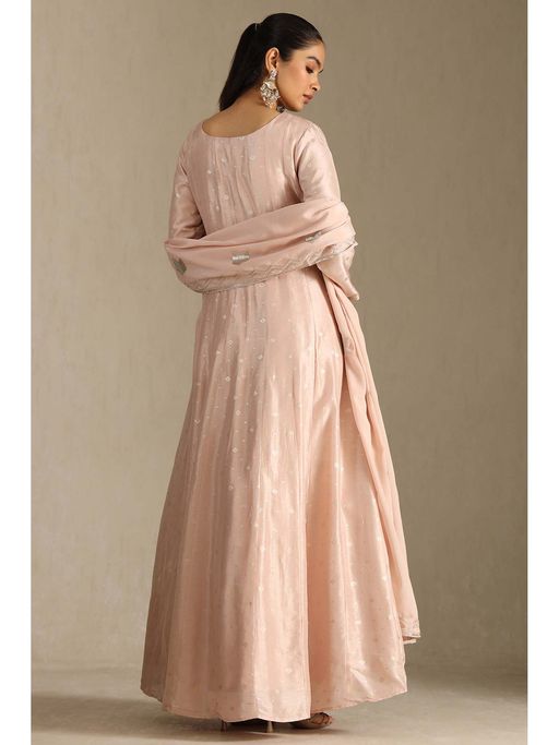 Buy Soch Women Peach Silk Blend Round Neck Gown with Dupatta (S/M