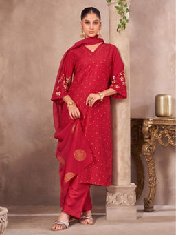 Autumnlane - Naomi Scarlet Work Kurta With Pant & Dupatta