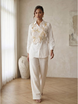 Autumnlane - Prisha Blanc Embroidery Bib Style Co-Ord Set