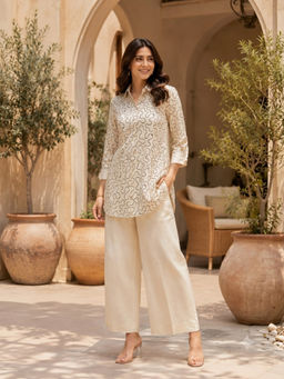Autumnlane - Ridhika Earthy Bib Style Embroidery Cotton Co-Ord Set