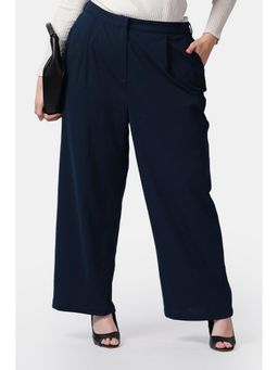 Virgio - Solid Viscose High-Rise Pleated Trousers for Women