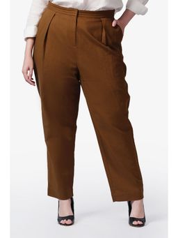Virgio - Solid Cotton Pleated Trousers for Women