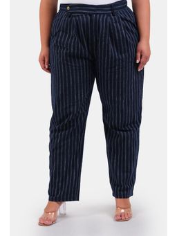 Virgio - Stripes Cotton Straight Leg Work Trousers for Women
