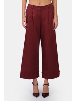 Virgio - Solid Cotton Wide-Leg Trousers for Women