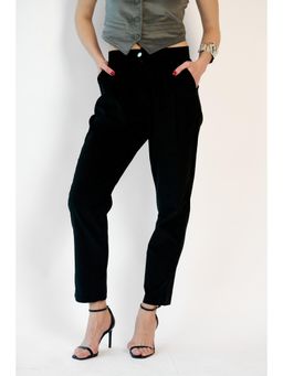 Virgio - Solid Cotton Front-Pleated Straight Fit Trouser