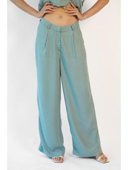 Virgio - Solid Linen Mid-Waisted Pleated Trouser for Women