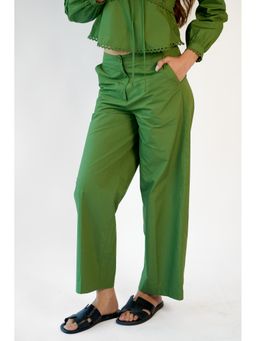 Virgio - Solid Cotton Flared Trousers for Women