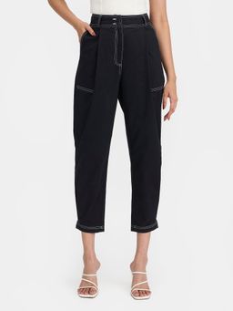 Virgio - Solid Cotton Contrast Stitches Trouser