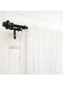 The Decor Mart - 28"-48" Adjustable Double Curtain Rod for Door & Windows with Brackets Set Black