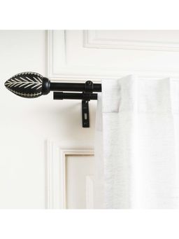 The Decor Mart - 28"-48" Adjustable Double Curtain Rod For Door & Windows With Brackets Set Black