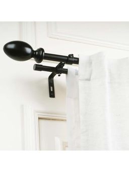 The Decor Mart - 28-48" Adjustable Double Curtain Rod with Black Metal Finial