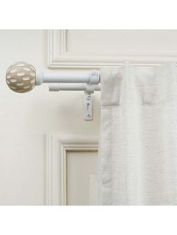 The Decor Mart - 28"-48" Adjustable Double Curtain Rod For Door & Windows With Brackets Set White