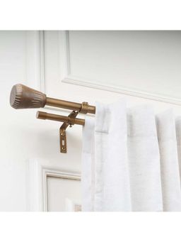 The Decor Mart - 28"-48" Adjustable Double Curtain Rod For Door & Windows With Brackets Set Brown
