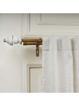 The Decor Mart - 28"-48" Adjustable Double Curtain Rod For Door & Windows With Brackets Set Gold