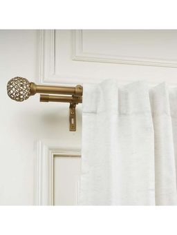 The Decor Mart - 28"-48" Adjustable Double Curtain Rod For Door & Windows With Brackets Set Gold