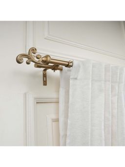 The Decor Mart - 28"-48" Adjustable Double Curtain Rod For Door & Windows With Brackets Set Gold
