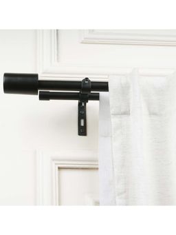 The Decor Mart - 28"-48" Adjustable Double Curtain Rod For Door & Windows With Brackets Set Black