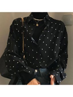 PARTIQ - Womens Polka Dots Black Shirt