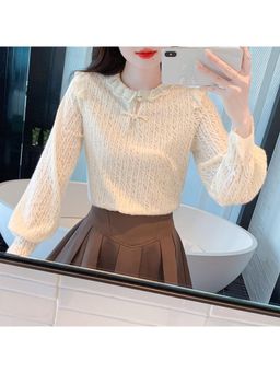 PARTIQ - Womens Self Design White Top