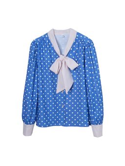 PARTIQ - Womens Polka Dots Blue Top