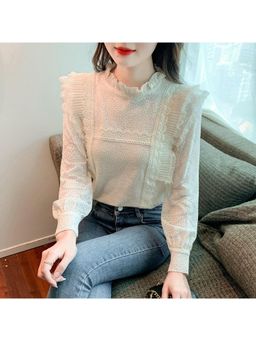 PARTIQ - Womens Self Design White Top