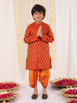 Vastramay - Boys Red Kurta & Dhoti (Set of 2)