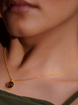 Divas Mantra - 92.5 Sterling Silver Cove Necklace with Smoky Stone