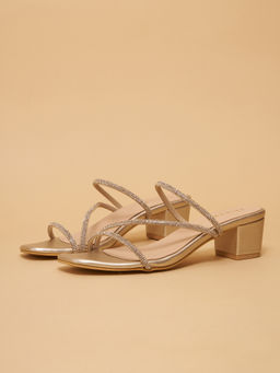 ERIDANI - Adhira Rhinestone Sandal Heels Gold