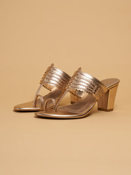 ERIDANI - Shayaa Heeled Kolhapuri Rose Gold