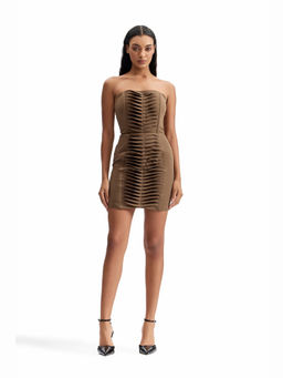 CILVR - Contour Pleated Brown Mini Dress