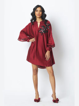 MADDER MUCH - Burgundy Regina - Oversize Swing Dress
