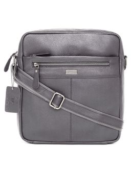 WILDHORN - Classic Genuine Leather Grey Solid Sling Bag for Men