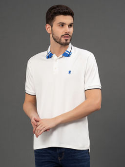 Red Tape - White Solid Pure Cotton Men Polo T-Shirt