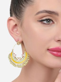 Zaveri Pearls - Multicolor Meenakari Cluster Beads Drop Chandbali Earring-ZPFK15651