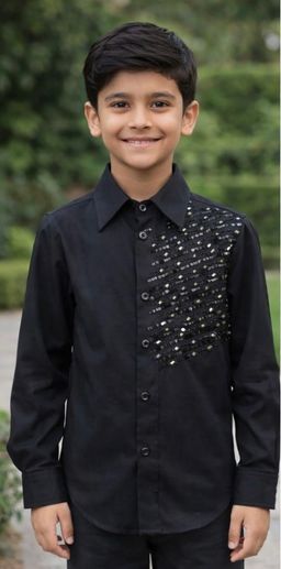 CHUCKLES AND CUDDLES - Black Full Sleeves Shirt for Boys