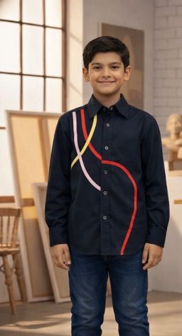 CHUCKLES AND CUDDLES - Black Designer Shirt Full Sleeves Shirt for Boys