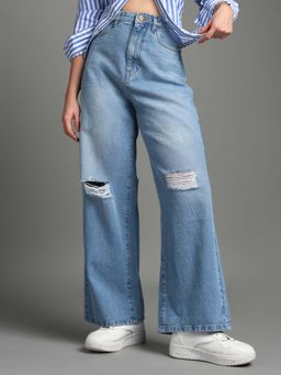 Flying Machine - High Rise Wide Leg Jeans