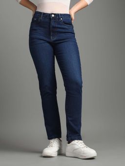 Flying Machine - Women Blue Cotton Solid Slim Jeans