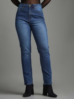 Flying Machine - Women Blue Cotton Solid Slim Jeans