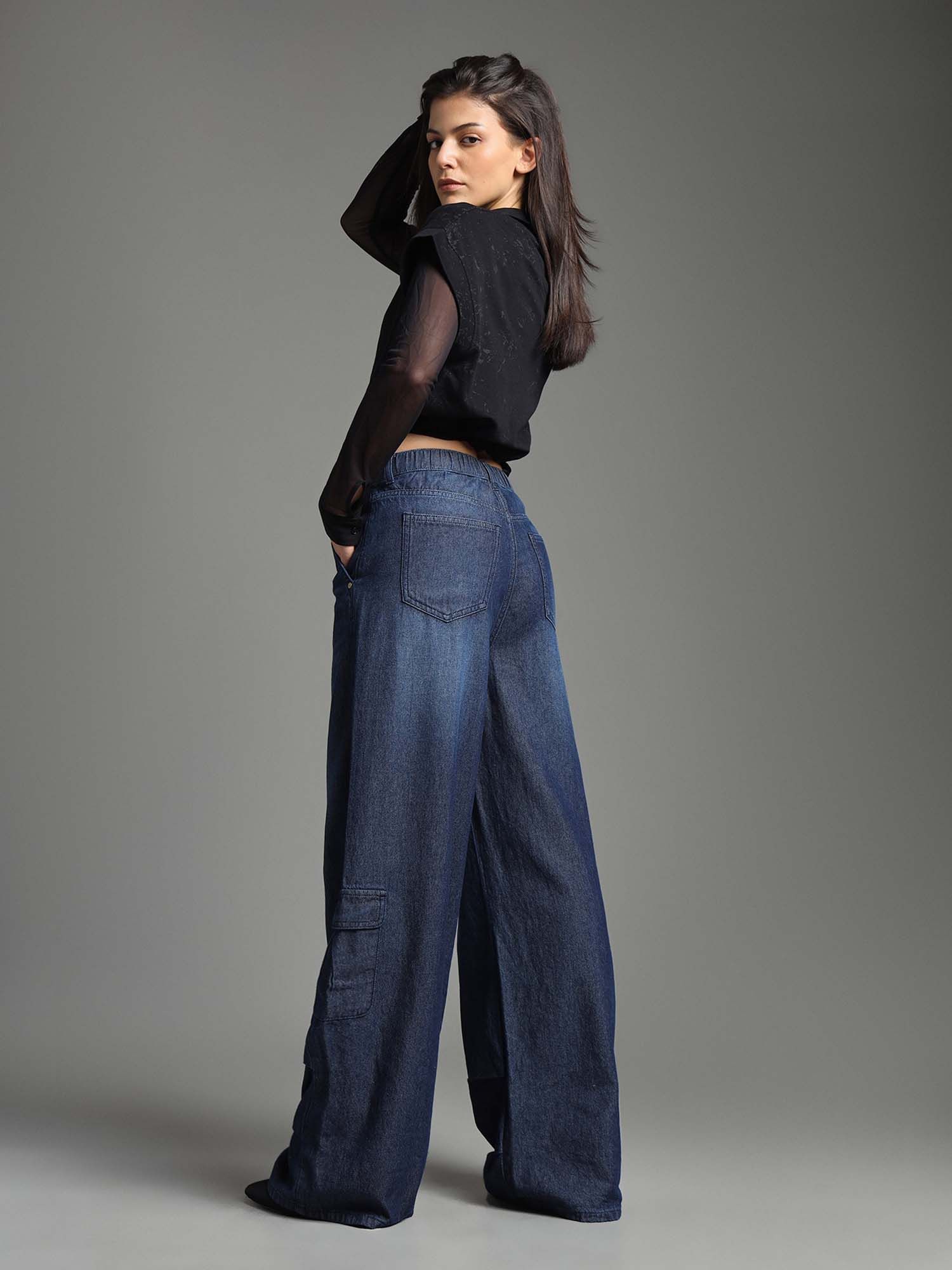 flying machine High Rise Baggy Fit Cargo Jeans-picture-17