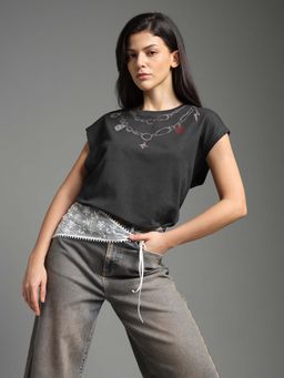 Flying Machine - Oversized Graphic Printed T-Shirt