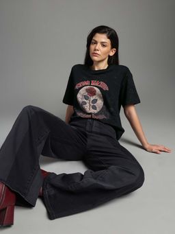 Flying Machine - Oversized Graphic Printed T-Shirt