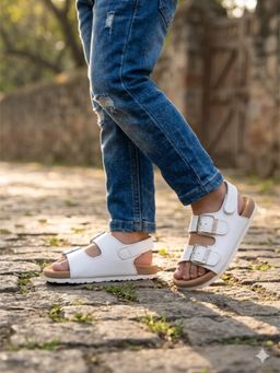 Briskers - White Unisex Round Toe Sandals