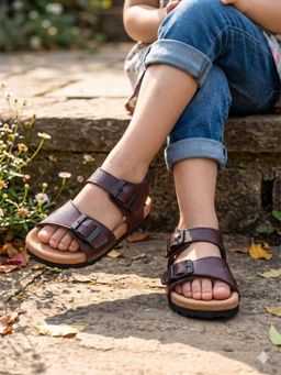 Briskers - Maroon Unisex Round Toe Sandals