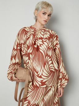 max - Women Rust Printed Top