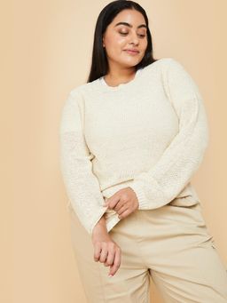 max - Women Off White Knit Top