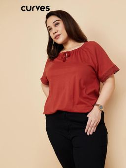 max - Women Orange Solid Top