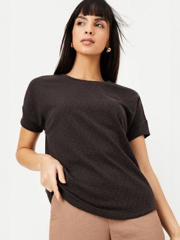 max - Women Brown Floral Knitted Top